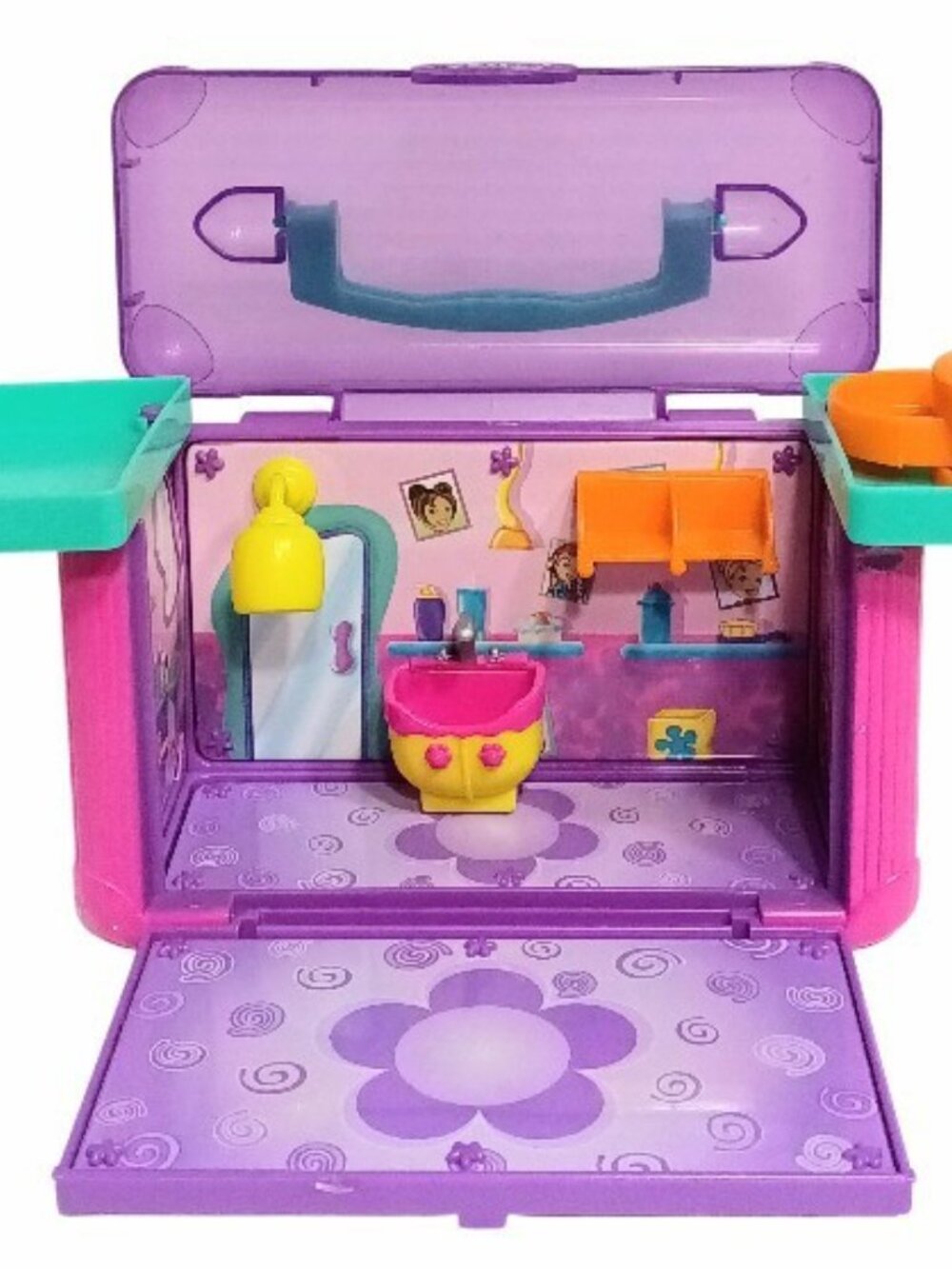 Mattel Polly Pocket Spa Day Playset Magnetic Case 2003 Purple & Pink *Incomplete